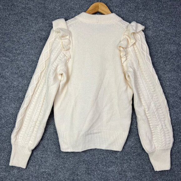 NEW $110 Madewell Hollydene Ruffle-Shoulder Pullover Sweater Size Small WOOL - Picture 3 of 9